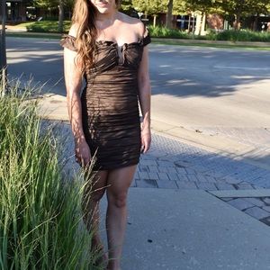 BCBGMaxAzria Size 4 Brown Ruched Dress